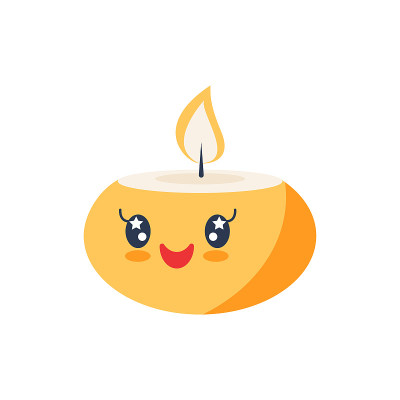 可爱的蜡烛。平面向量插图。