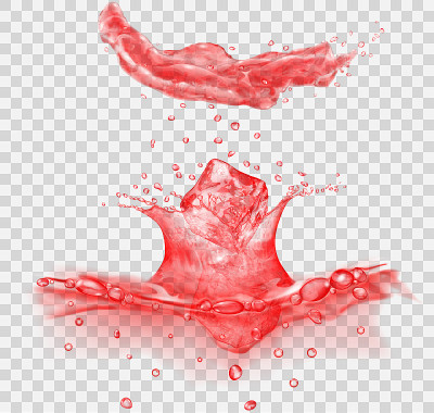 Water splash from falling ice cubes