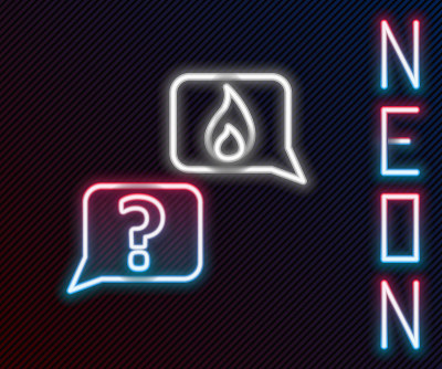 Glowing neon line Mobile phone with emergency call