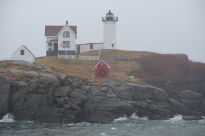 Rainstorm and gale force winds at the Nubble Light