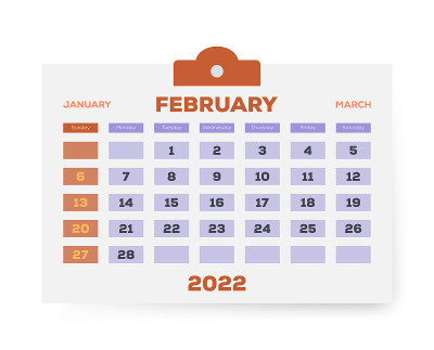 2022年2月日历