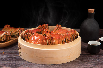 黄酒蒸大闸蟹，上海大闸蟹