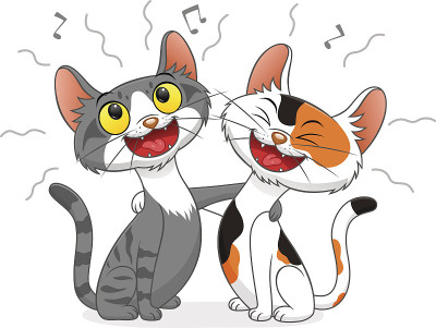 两只猫尖叫