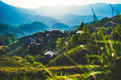 桂林龙胜梯田山地景观