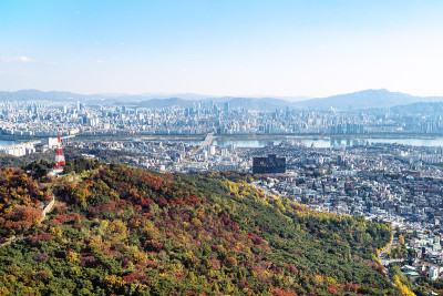 南山和首尔的鸟瞰图