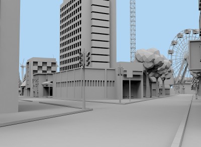 黑白城市3d渲染
