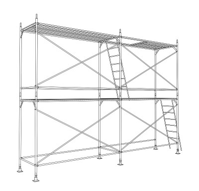 3D outline scaffold. Vector rendering of 3d