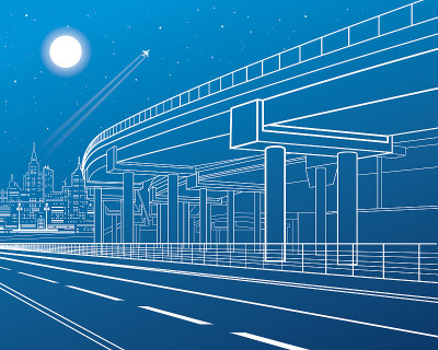 汽车隔离，建筑和基础设施组成，交通立交桥，高速公路