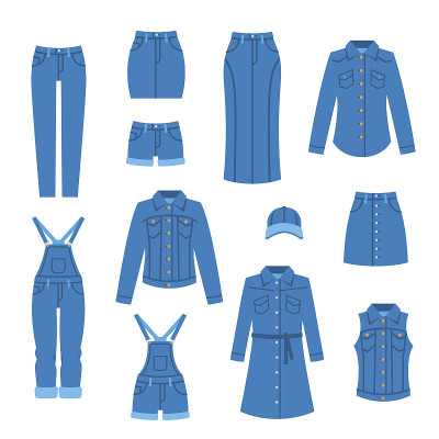 牛仔服装平面图标