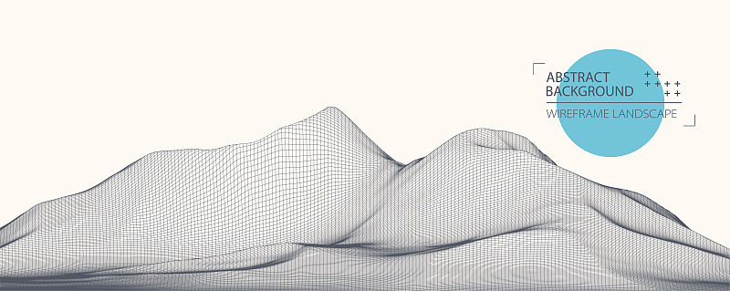 线框景观背景。未来的矢量插图。