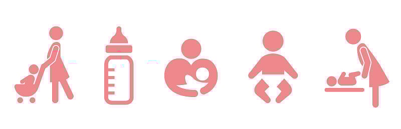 婴儿车图标婴儿推矢量
