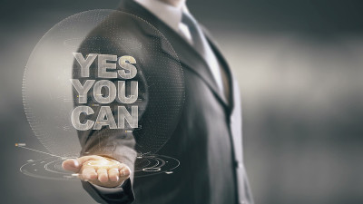 Yes You Can Businessman Holding in Hand新技术