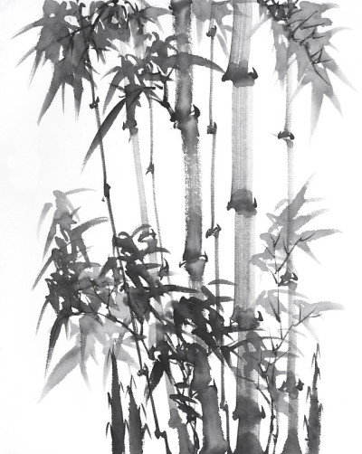 竹水墨画