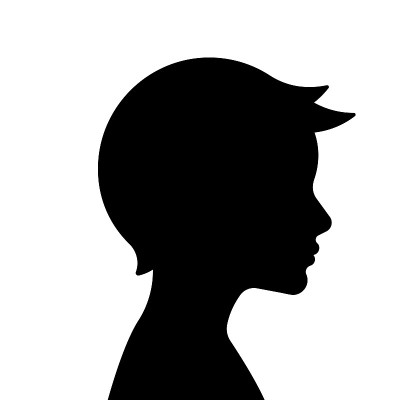 一个男孩的剪影。孩子头的一侧。