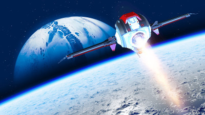在遥远星系的行星间旅行的宇宙飞船。科幻小说