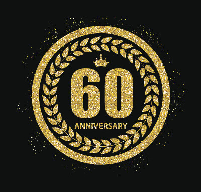 模板60周年矢量插图
