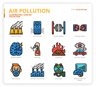 Air Pollution icon set