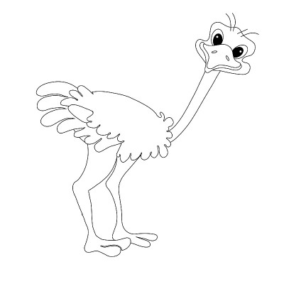Ostrich cartoons flat design monochrome object iso