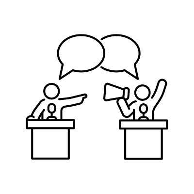 Dispute debate candidate icon outline