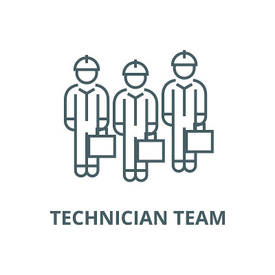 Technician team vector line icon, linear concept, 