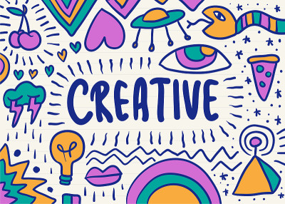 Creative and colorful scribble graphic