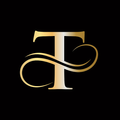 T字母首字母豪华标志模板。T标志金色概念。T字母标志与金色豪华颜色和字母组合设计