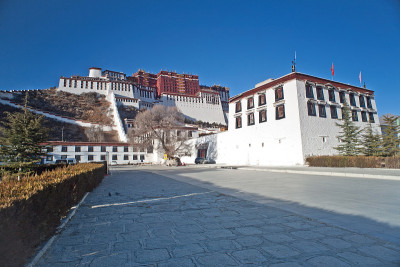 藏庙，汽车背景