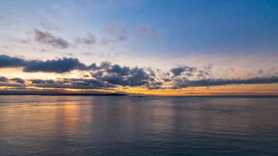 日落在海军湾，华盛顿，美国