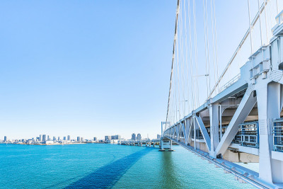 日本台场彩虹桥东京湾城市天际线