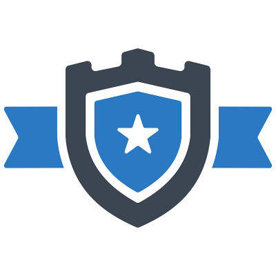 Shield award ribbon vector icon