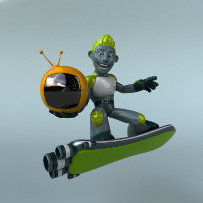 绿色机器人- 3D插图