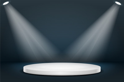 Studio scene room interior illuminated empty podiu