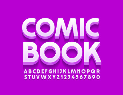 矢量时尚符号漫画书与字母和数字