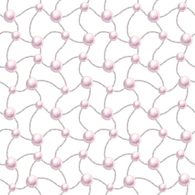 无缝魅力时尚图案插图。水彩手绘时尚纹理与白色珍珠。