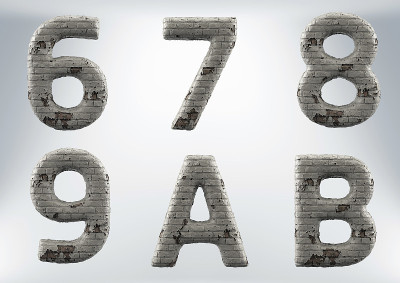 砌体的3D渲染集，砖字母表