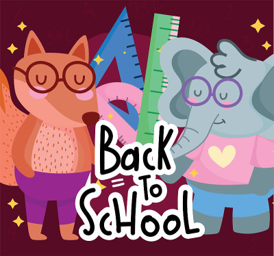 back to school cute elephant squirrel with glasses
