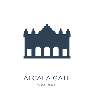 Alcala门图标向量上的白色背景，Alcala门潮流