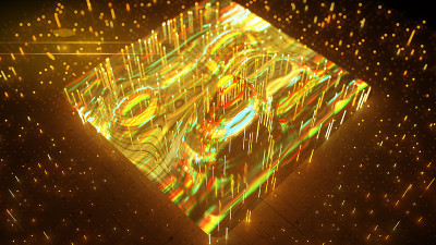 黄色数字波形分析3D渲染