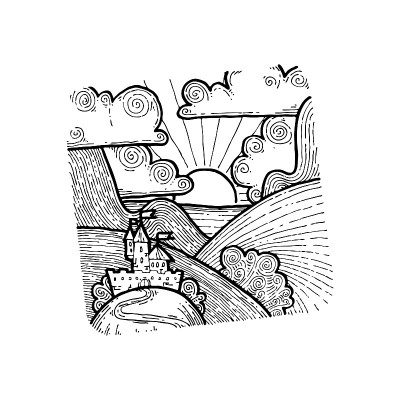 矢量垃圾手工绘制景观。素描图