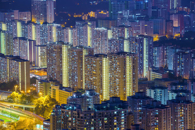 香港屯门天际线和南海