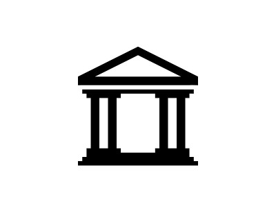 经典的建筑矢量图标。孤立的古典银行，博物馆建筑的标志