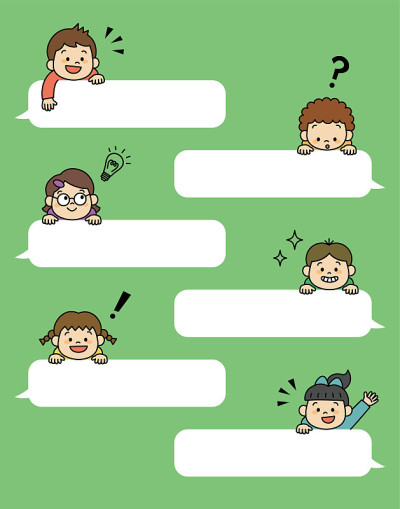 思考的孩子和演讲泡沫