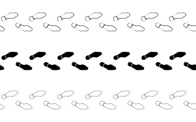 平的线性设计。人类脚印的几何无缝模式。矢量插图。