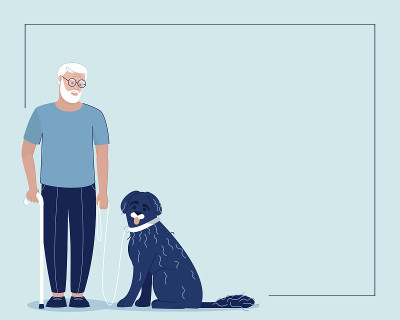 一个老人和一只导盲犬