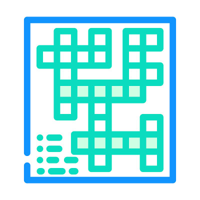 纵横字谜游戏颜色图标矢量插图颜色