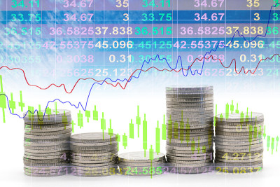 双重曝光钱币叠财图，商业与金融理念理念