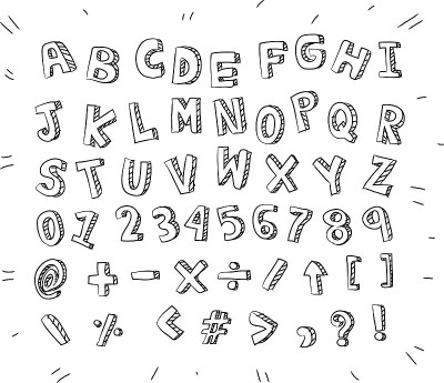 手写字母可爱向量