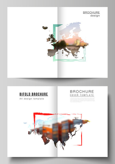 Vector layout of two A4 cover mockups templates fo