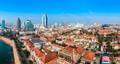 航拍青岛旧城风光和建筑景观