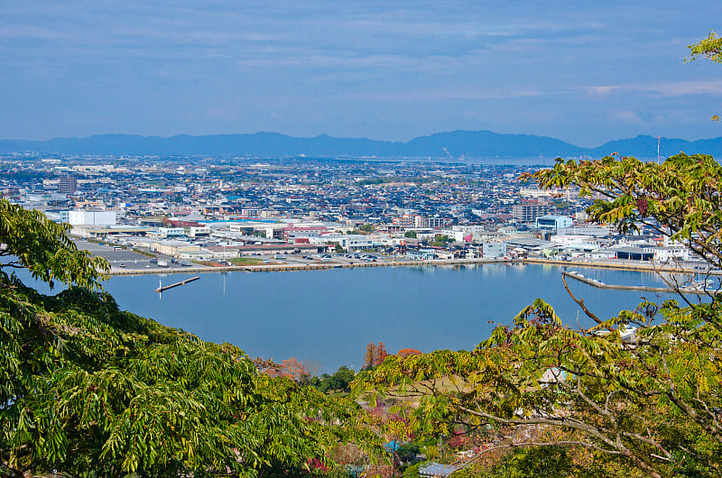 米野市和中海湖，山上公园的景色